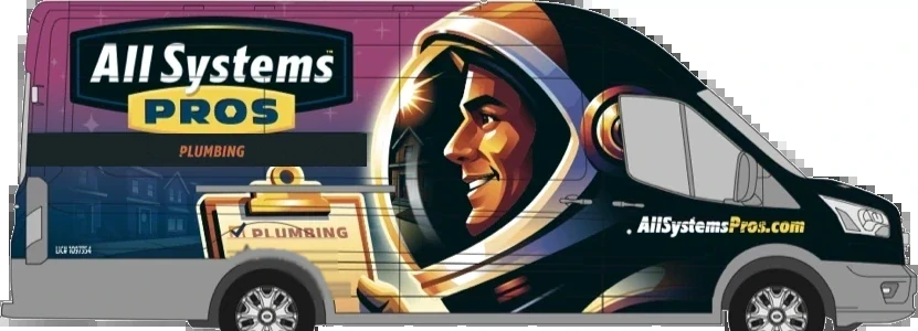 All Systems Pros wrapped service van — navy livery with the astronaut mascot
